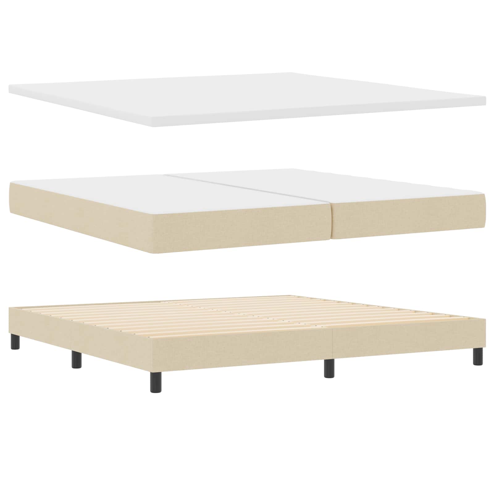 Boxspringbed met hoofdeinde Crème 200 x 200 cm Stof is nu te koop bij PeponiXL, paradijselijk wonen!