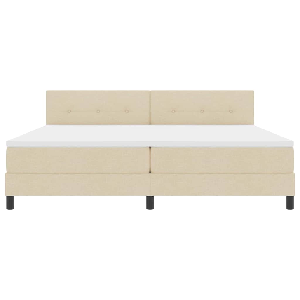Boxspringbed met hoofdeinde Crème 200 x 200 cm Stof is nu te koop bij PeponiXL, paradijselijk wonen!
