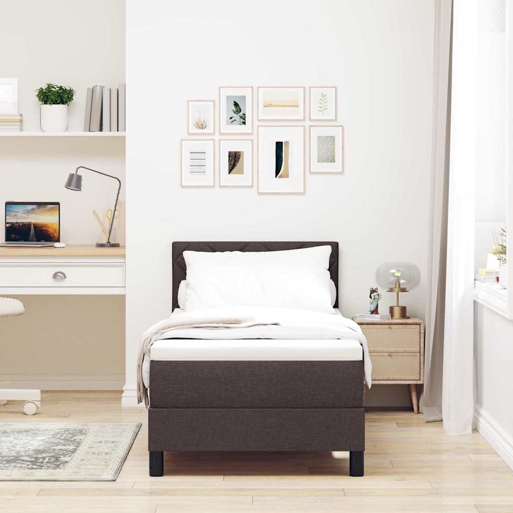 Boxspringbed met hoofdeinde Donkerbruin 80 x 200 cm Stof is nu te koop bij PeponiXL, paradijselijk wonen!