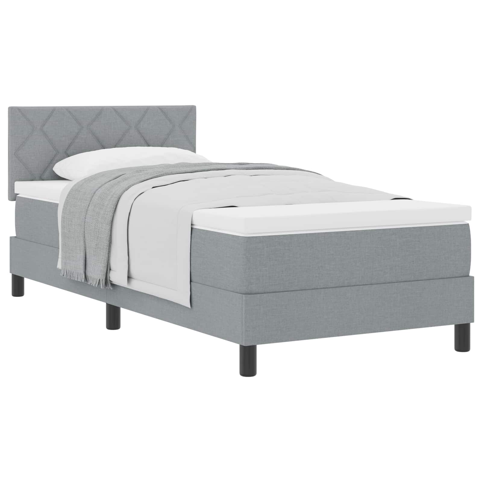 Boxspringbed met hoofdeinde Lichtgrijs 90 x 190 cm Stof is nu te koop bij PeponiXL, paradijselijk wonen!