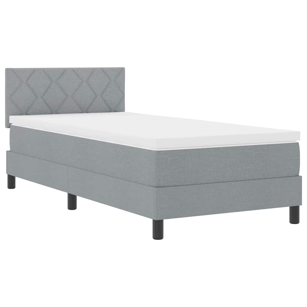Boxspringbed met hoofdeinde Lichtgrijs 90 x 190 cm Stof is nu te koop bij PeponiXL, paradijselijk wonen!
