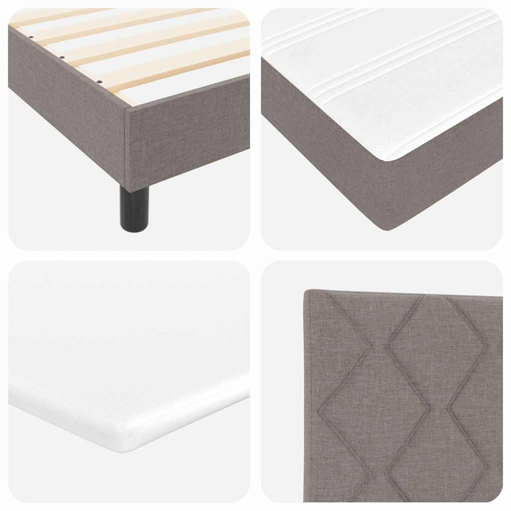 Boxspringbed met kussen met hoofdeinde Taupe 90 x 190 cm Stof is nu te koop bij PeponiXL, paradijselijk wonen!