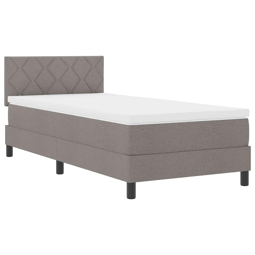 Boxspringbed met kussen met hoofdeinde Taupe 90 x 190 cm Stof is nu te koop bij PeponiXL, paradijselijk wonen!