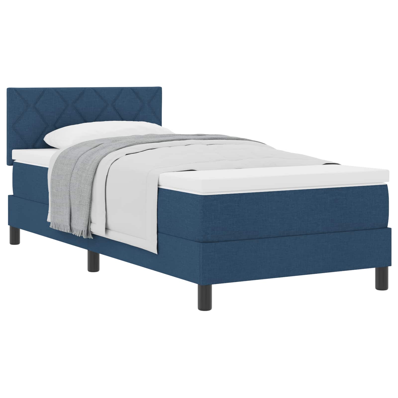 Boxspringbed met matras met hoofdeinde Blauw 90 x 190 cm Stof is nu te koop bij PeponiXL, paradijselijk wonen!