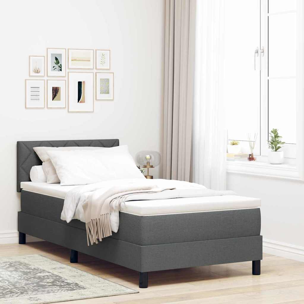 Boxspringbed met hoofdeinde Donkergrijs 90 x 200 cm Stof is nu te koop bij PeponiXL, paradijselijk wonen!