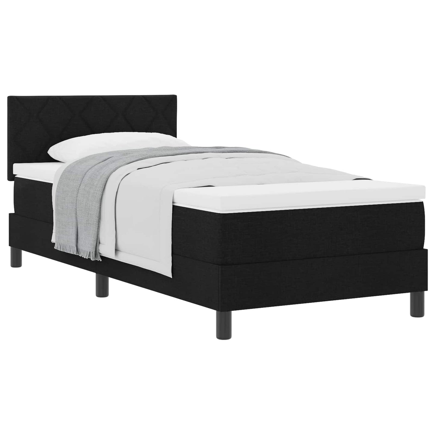 Boxspringbed met hoofdeinde Zwart 90 x 200 cm Stof is nu te koop bij PeponiXL, paradijselijk wonen!