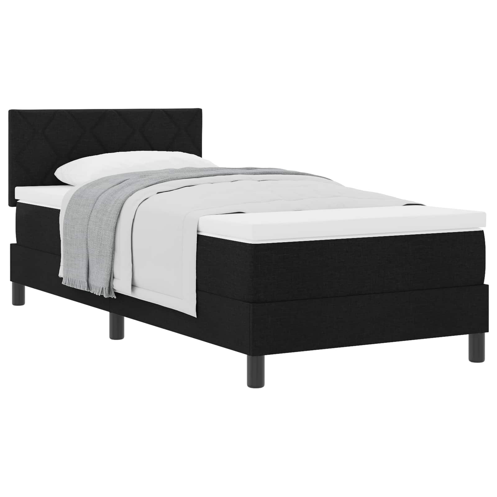Boxspringbed met hoofdeinde Zwart 90 x 200 cm Stof is nu te koop bij PeponiXL, paradijselijk wonen!