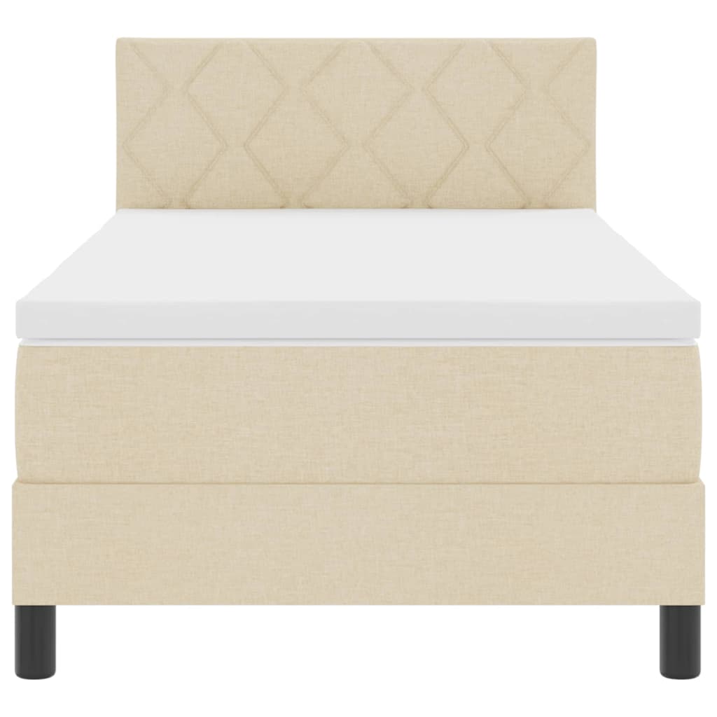 Boxspringbed met kussen met hoofdeinde Crème 90 x 200 cm Stof is nu te koop bij PeponiXL, paradijselijk wonen!