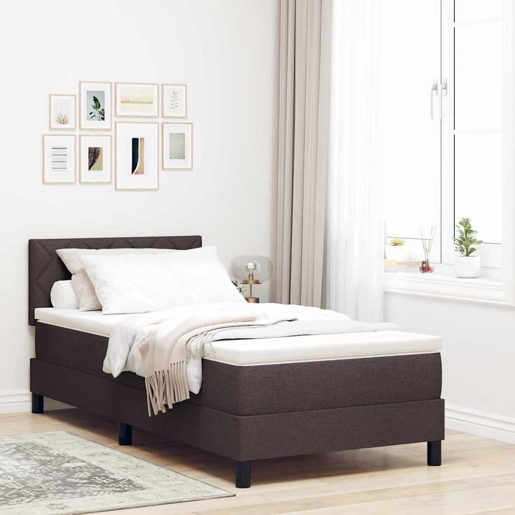 Boxspringbed met hoofdeinde Donkerbruin 100 x 200 cm Stof is nu te koop bij PeponiXL, paradijselijk wonen!