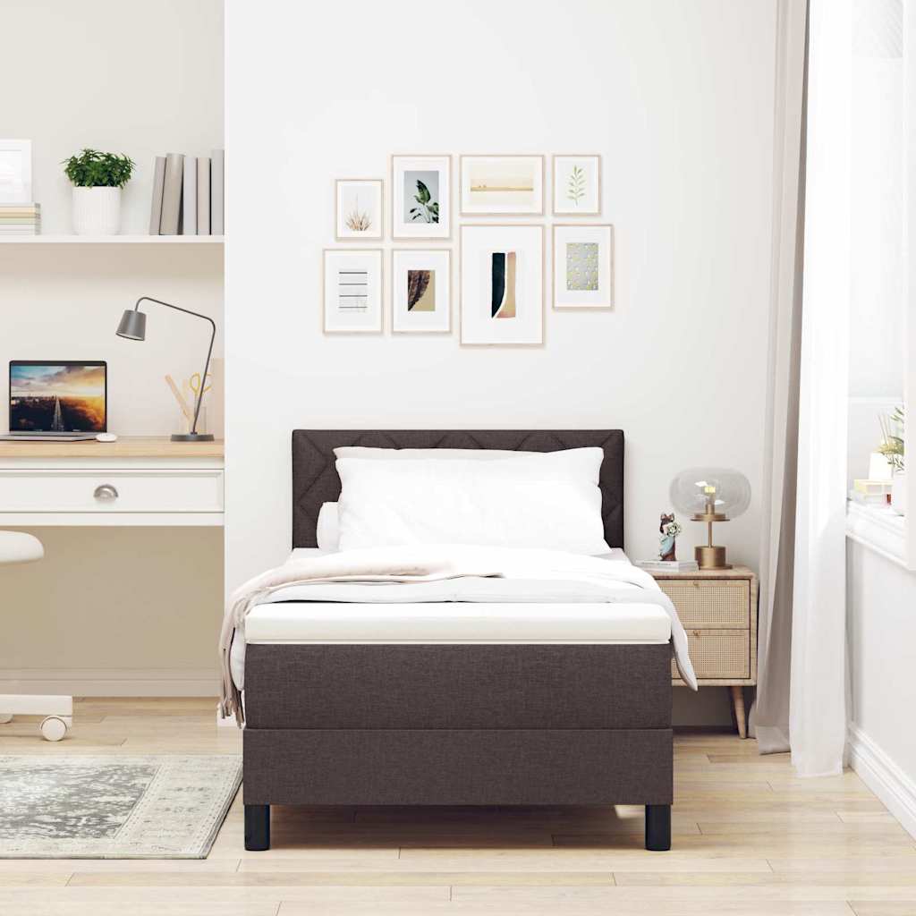 Boxspringbed met hoofdeinde Donkerbruin 100 x 200 cm Stof is nu te koop bij PeponiXL, paradijselijk wonen!