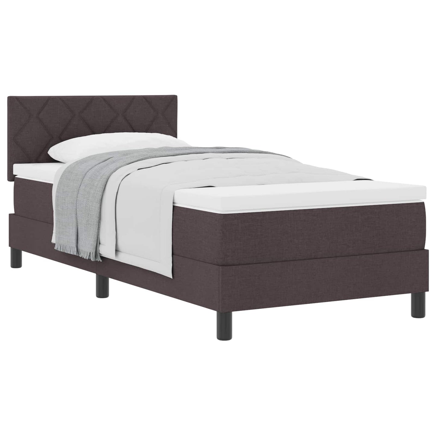 Boxspringbed met hoofdeinde Donkerbruin 100 x 200 cm Stof is nu te koop bij PeponiXL, paradijselijk wonen!
