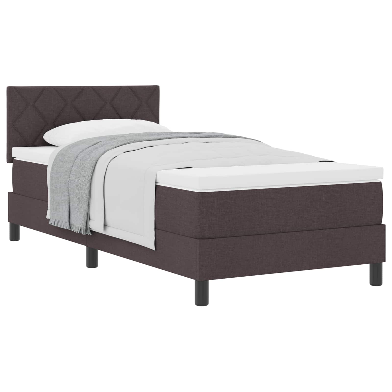 Boxspringbed met hoofdeinde Donkerbruin 100 x 200 cm Stof is nu te koop bij PeponiXL, paradijselijk wonen!