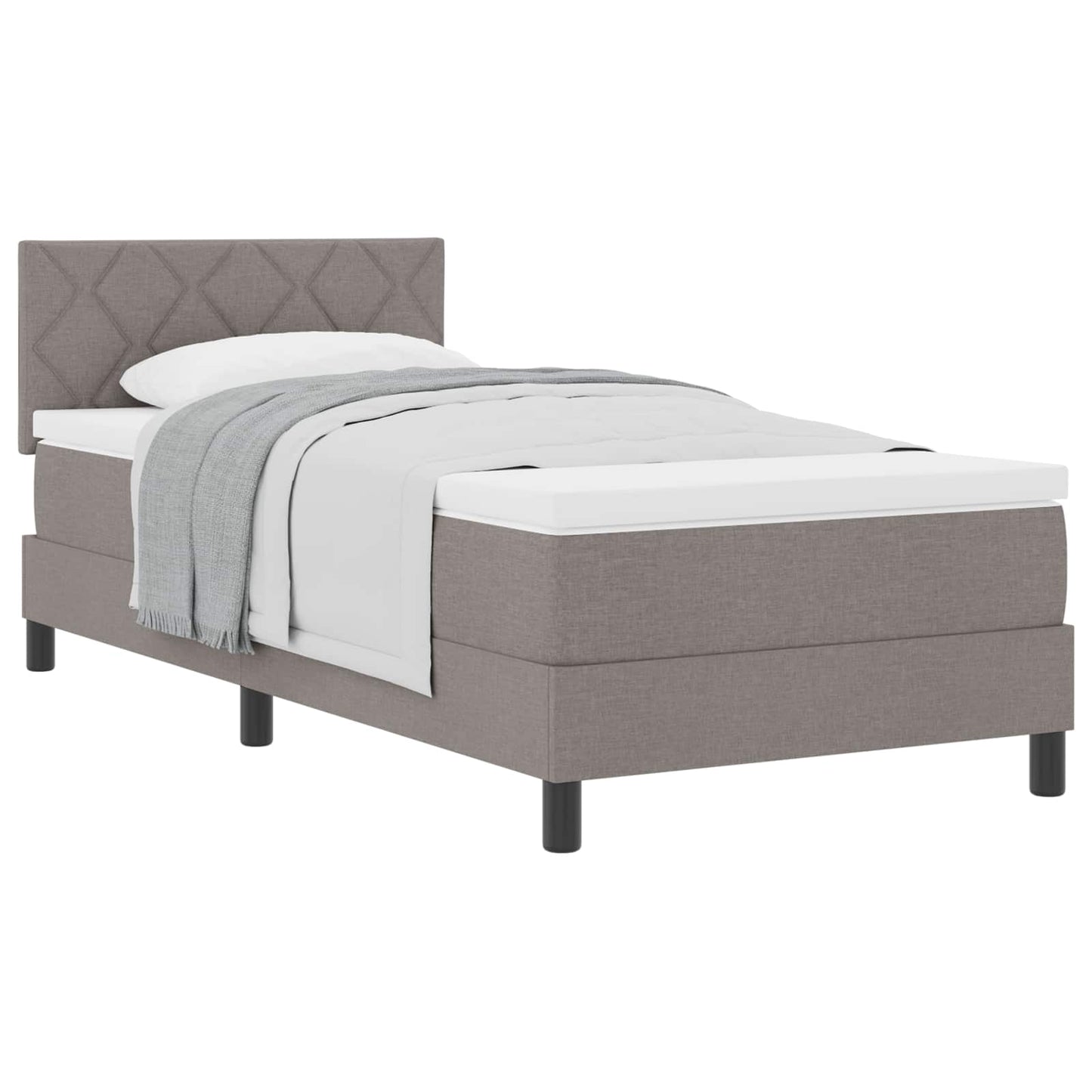 Boxspringbed met hoofdeinde Taupe 100 x 200 cm Stof is nu te koop bij PeponiXL, paradijselijk wonen!