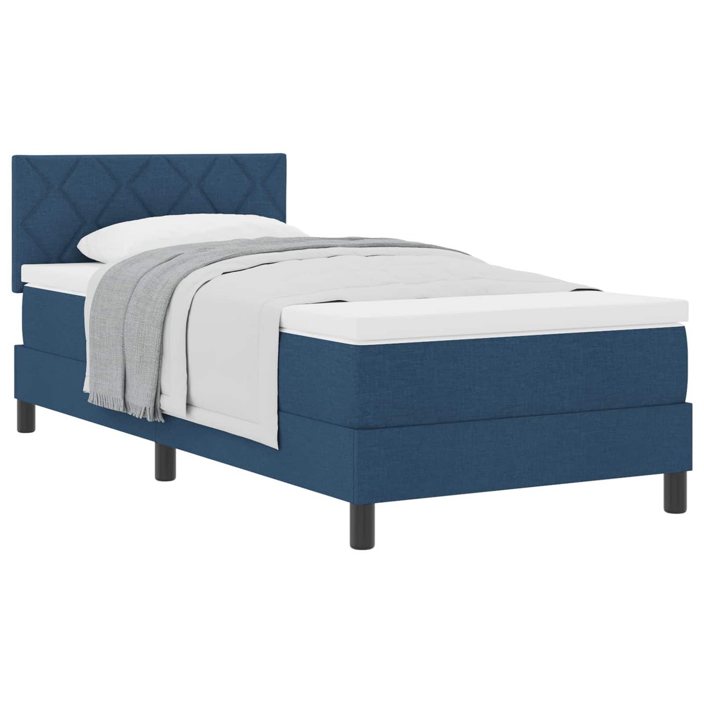 Boxspringbed met hoofdeinde Blauw 100 x 200 cm Stof is nu te koop bij PeponiXL, paradijselijk wonen!