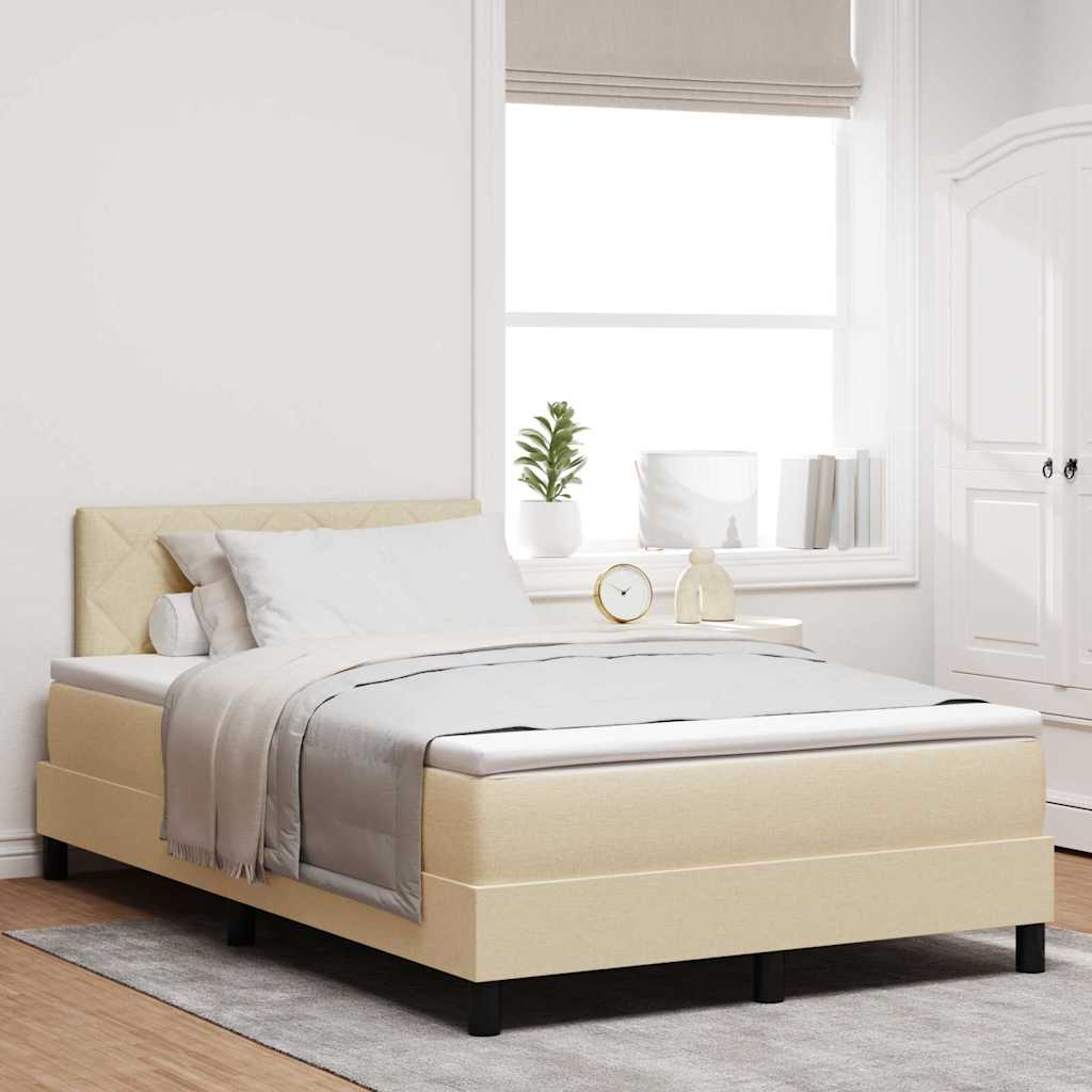 Boxspringbed met kussen met hoofdeinde Crème 120 x 190 cm Stof is nu te koop bij PeponiXL, paradijselijk wonen!