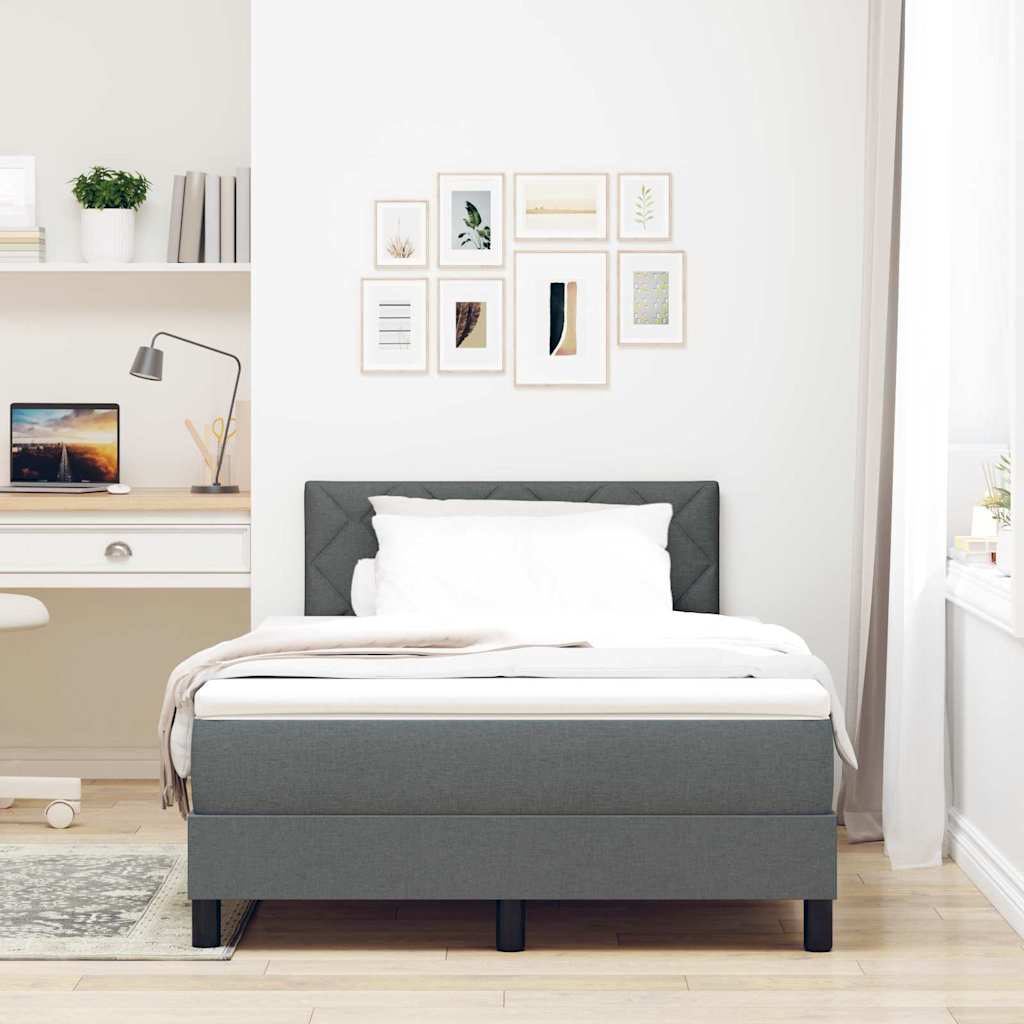 Boxspringbed met hoofdeinde Donkergrijs 120 x 200 cm Stof is nu te koop bij PeponiXL, paradijselijk wonen!