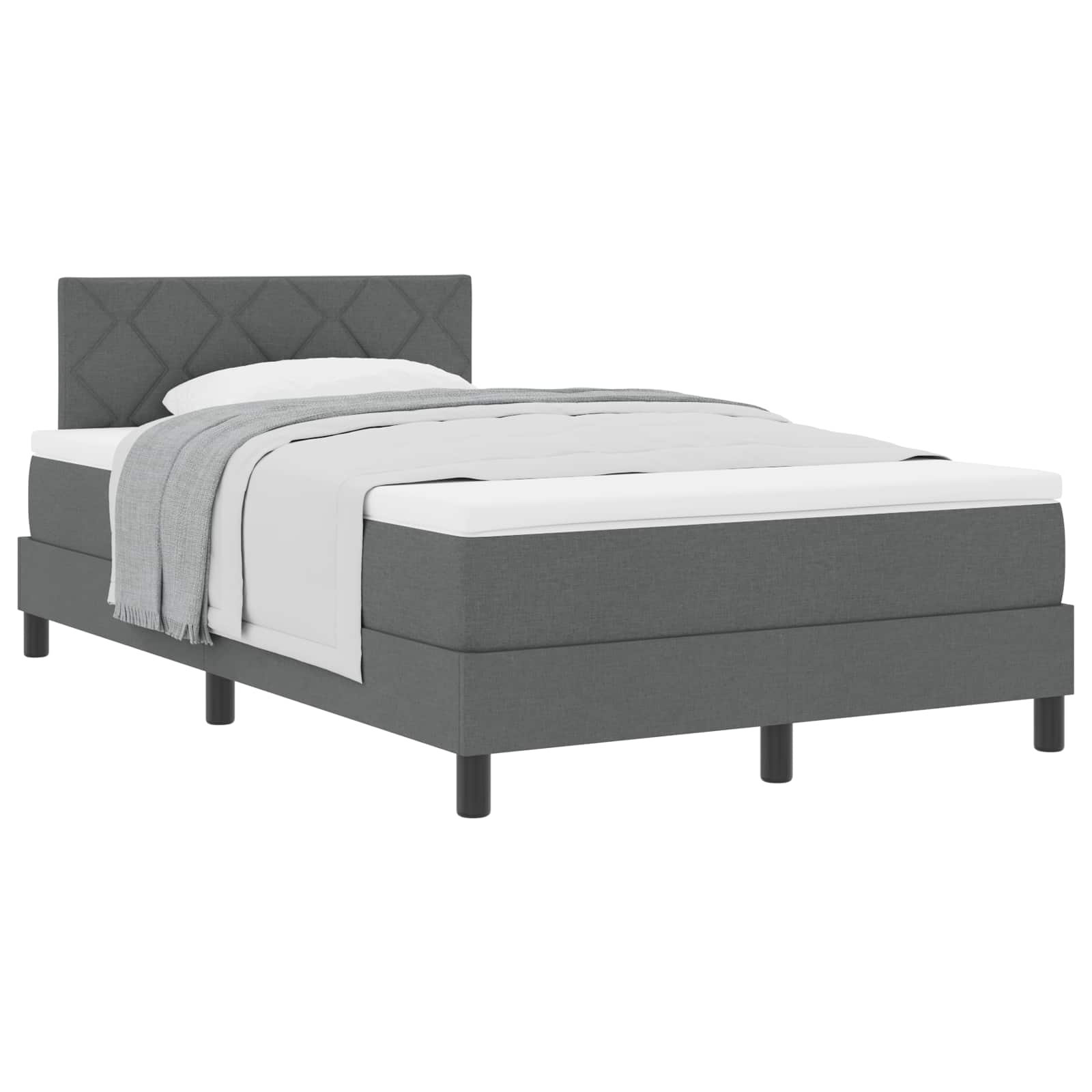 Boxspringbed met hoofdeinde Donkergrijs 120 x 200 cm Stof is nu te koop bij PeponiXL, paradijselijk wonen!