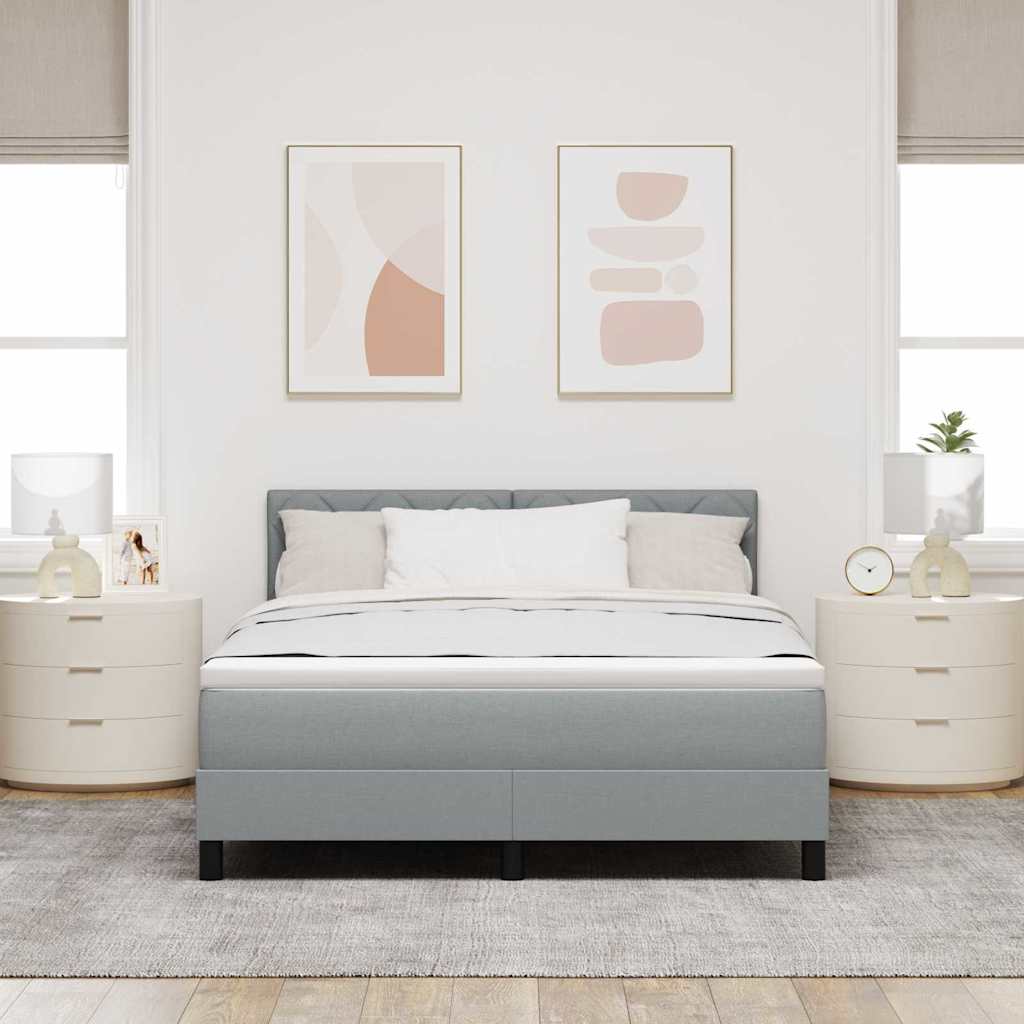 Boxspringbed met hoofdeinde Lichtgrijs 160 x 200 cm Stof is nu te koop bij PeponiXL, paradijselijk wonen!