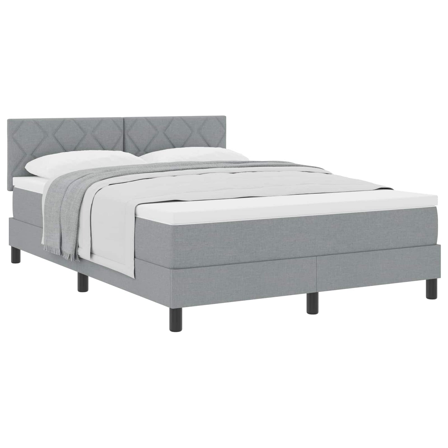 Boxspringbed met hoofdeinde Lichtgrijs 160 x 200 cm Stof is nu te koop bij PeponiXL, paradijselijk wonen!