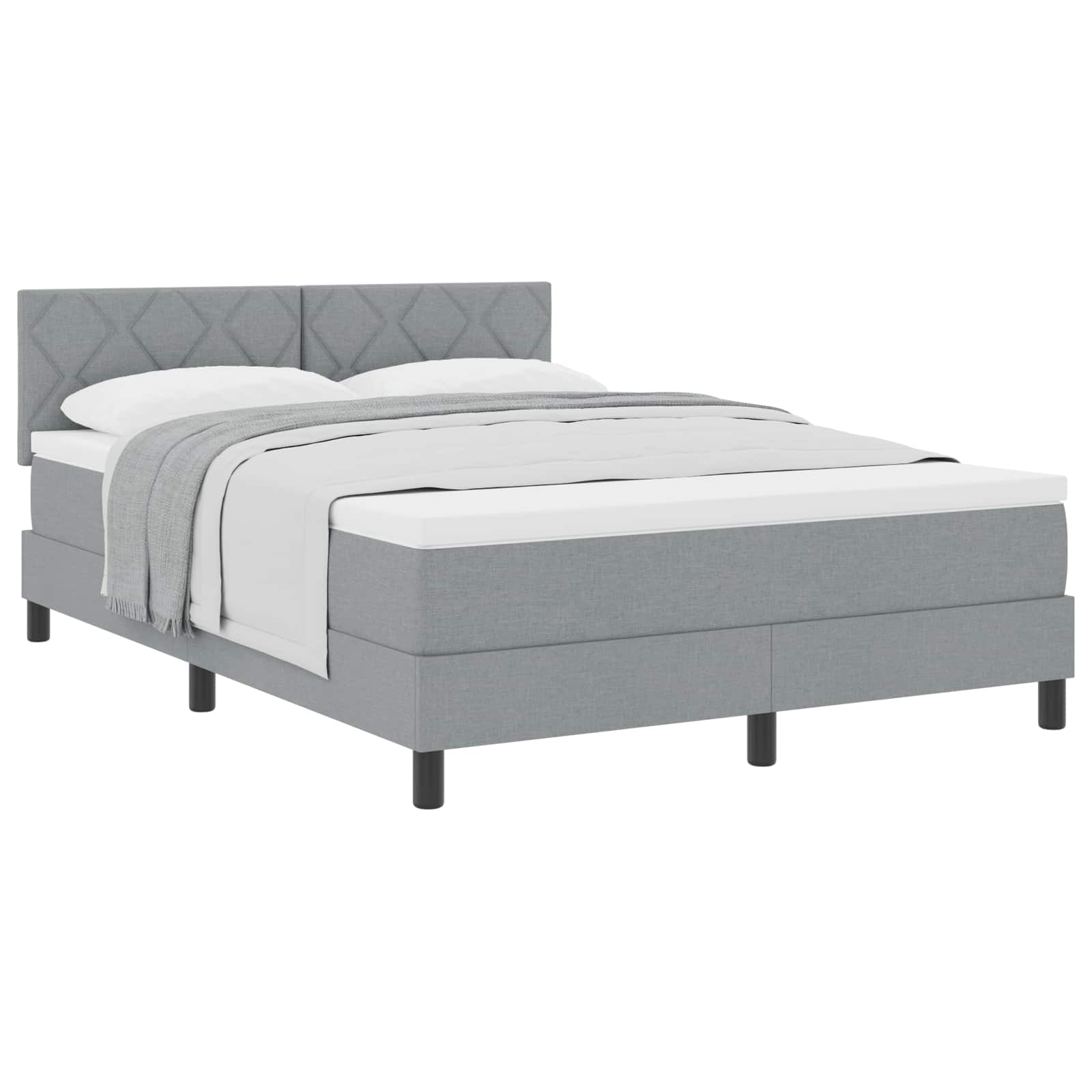 Boxspringbed met hoofdeinde Lichtgrijs 160 x 200 cm Stof is nu te koop bij PeponiXL, paradijselijk wonen!