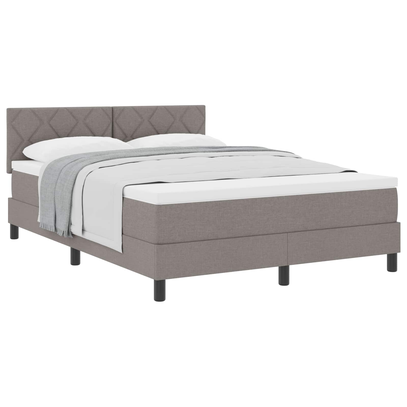 Boxspringbed met matras met hoofdeinde Taupe 160 x 200 cm Stof is nu te koop bij PeponiXL, paradijselijk wonen!