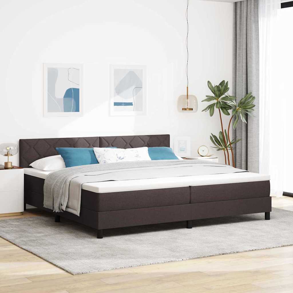 Boxspringbed met hoofdeinde Donkerbruin 200 x 200 cm Stof is nu te koop bij PeponiXL, paradijselijk wonen!