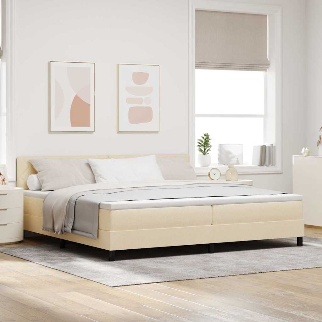 Boxspringbed met hoofdeinde Crème 200 x 200 cm Stof is nu te koop bij PeponiXL, paradijselijk wonen!