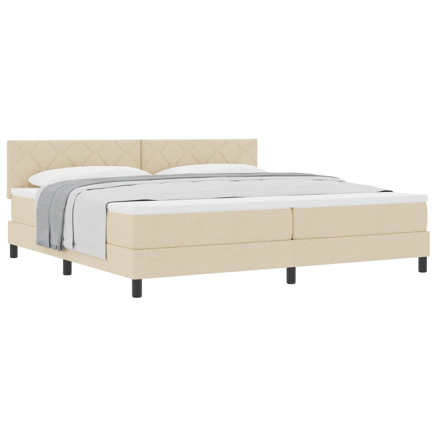Boxspringbed met hoofdeinde Crème 200 x 200 cm Stof is nu te koop bij PeponiXL, paradijselijk wonen!
