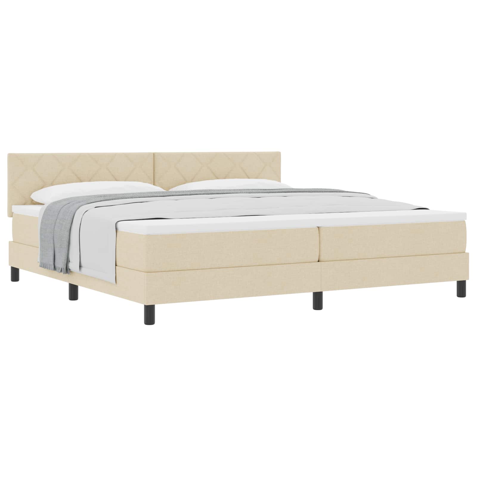 Boxspringbed met hoofdeinde Crème 200 x 200 cm Stof is nu te koop bij PeponiXL, paradijselijk wonen!