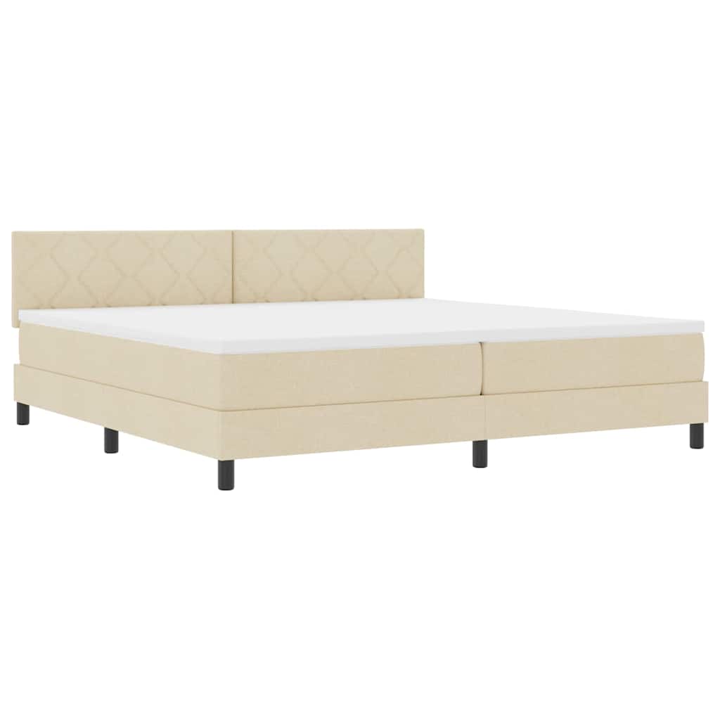 Boxspringbed met hoofdeinde Crème 200 x 200 cm Stof is nu te koop bij PeponiXL, paradijselijk wonen!