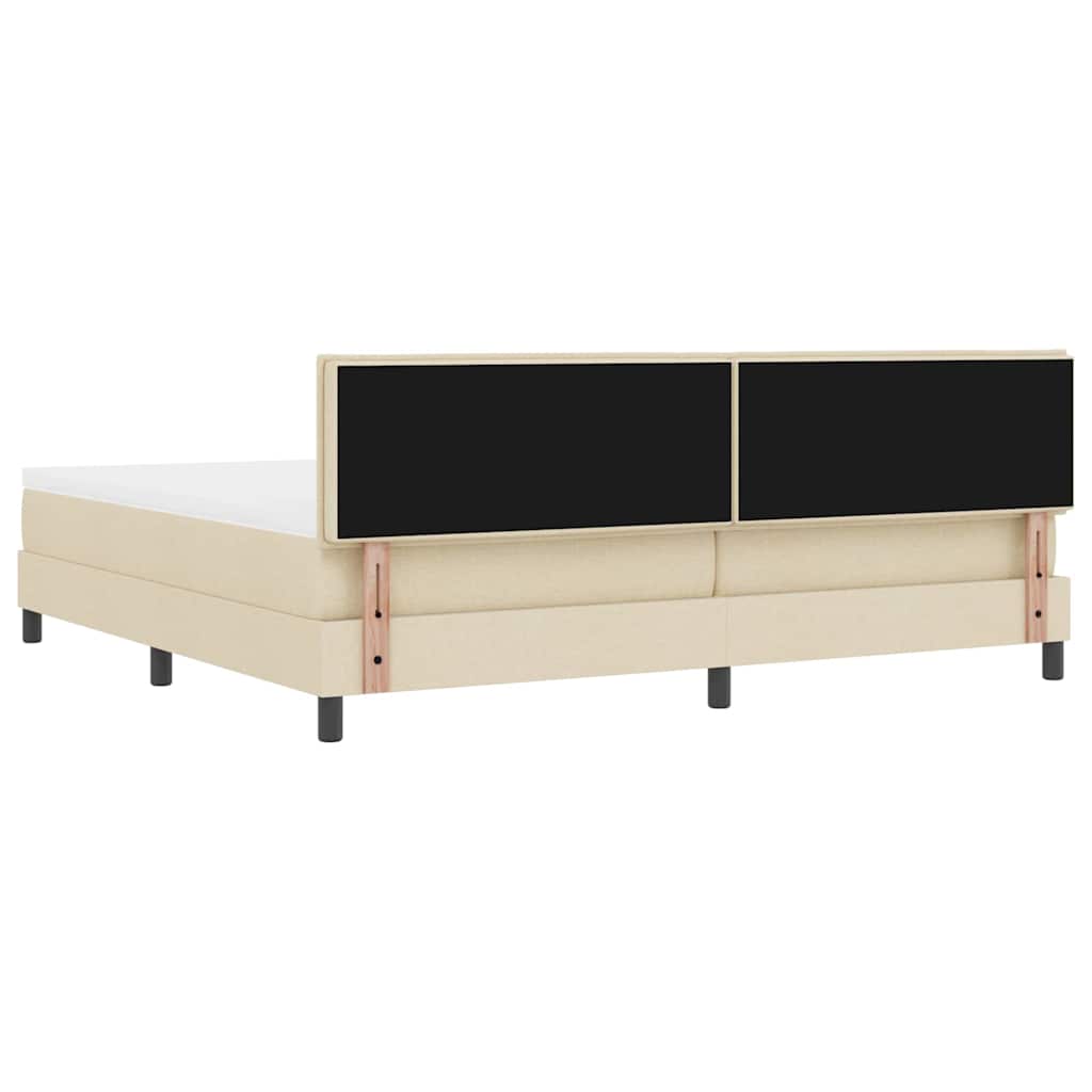 Boxspringbed met hoofdeinde Crème 200 x 200 cm Stof is nu te koop bij PeponiXL, paradijselijk wonen!