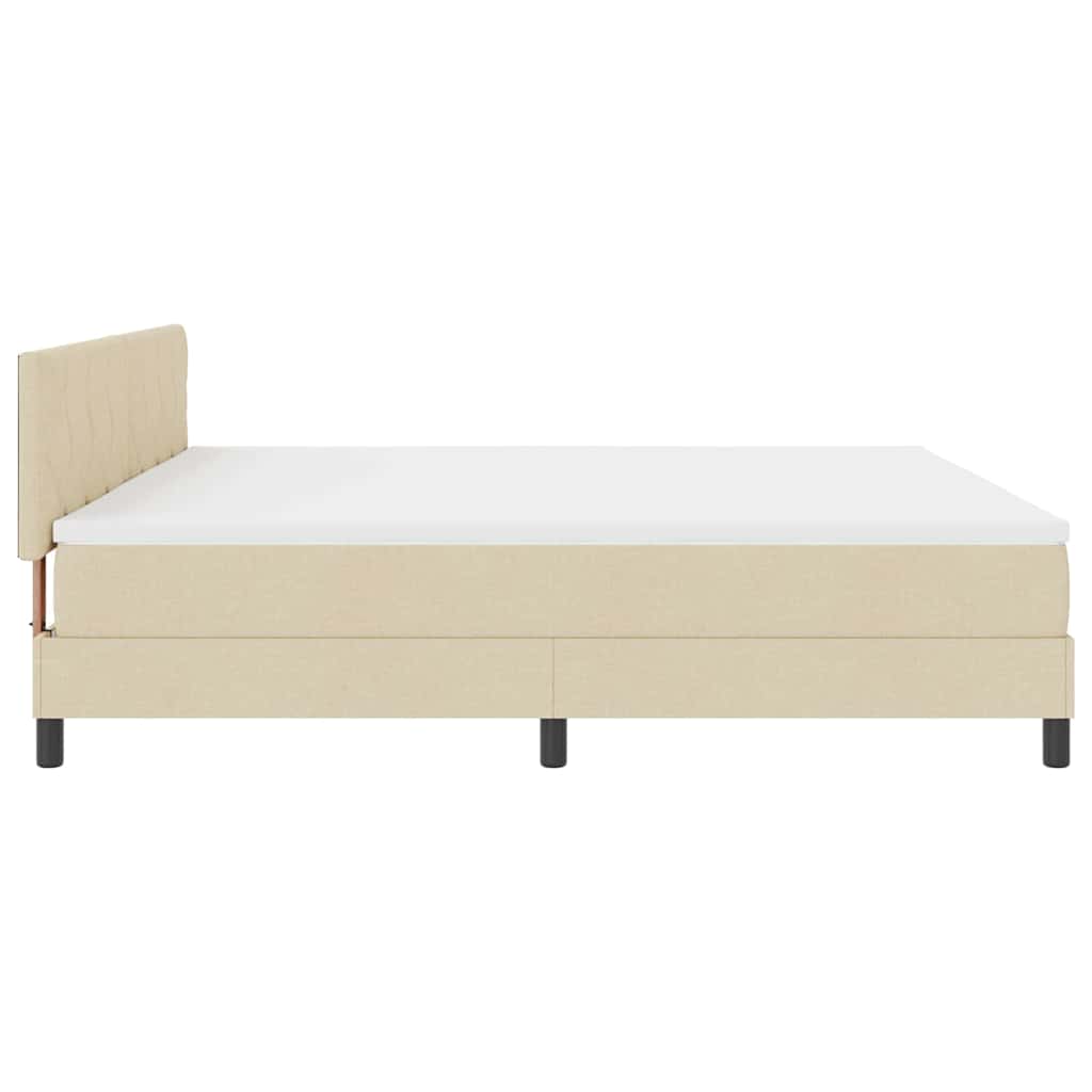 Boxspringbed met hoofdeinde Crème 200 x 200 cm Stof is nu te koop bij PeponiXL, paradijselijk wonen!