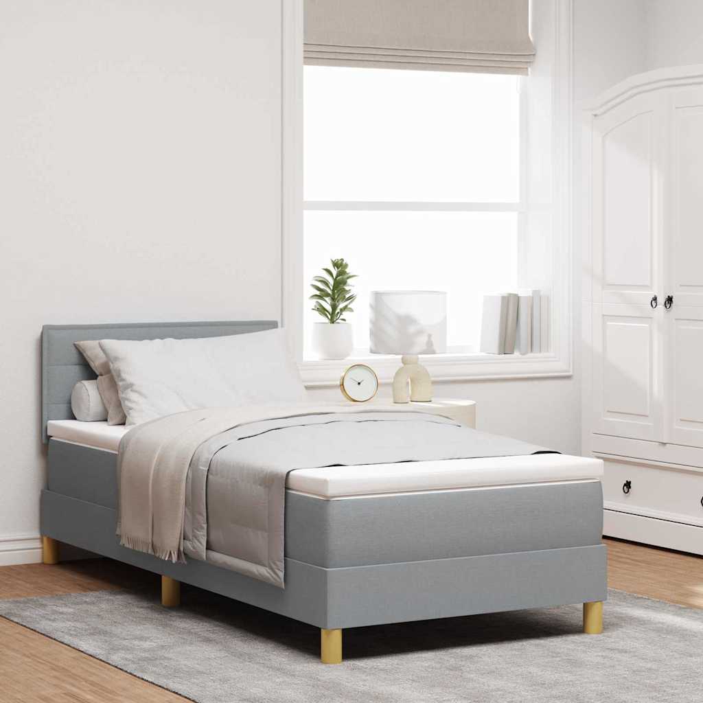 Boxspringbed met kussen Lichtgrijs 80 x 200 cm Stof is nu te koop bij PeponiXL, paradijselijk wonen!