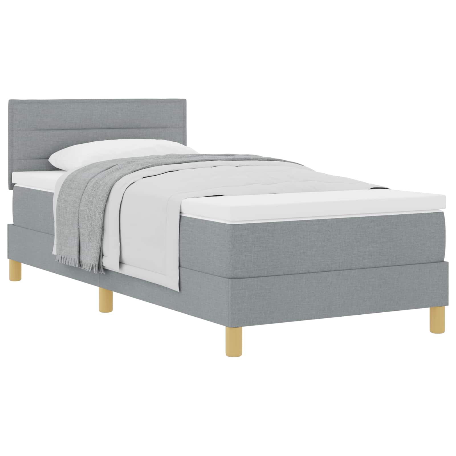 Boxspringbed met kussen Lichtgrijs 80 x 200 cm Stof is nu te koop bij PeponiXL, paradijselijk wonen!