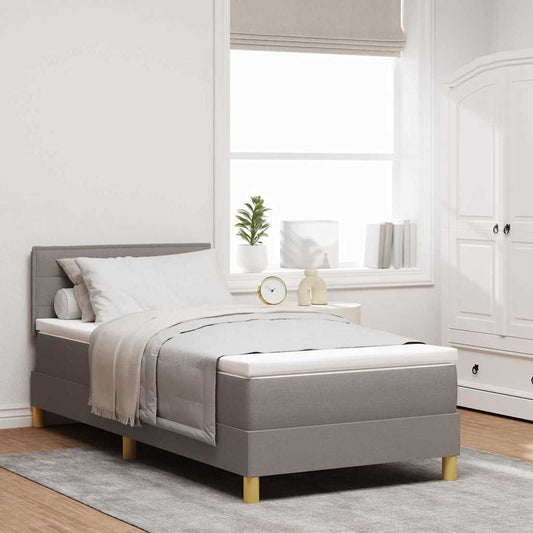Boxspringbed met kussen met hoofdeinde Taupe 80 x 200 cm Stof is nu te koop bij PeponiXL, paradijselijk wonen!