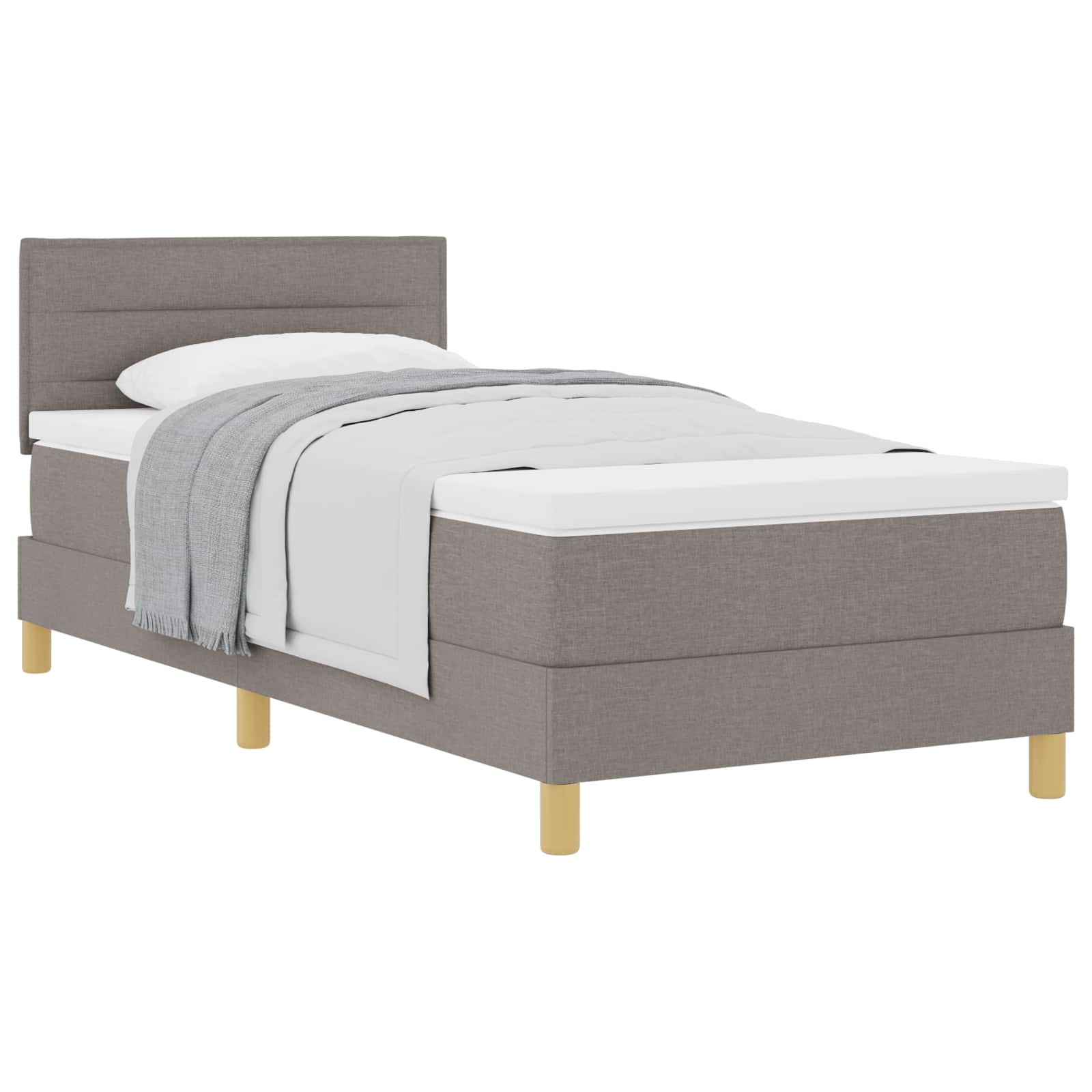 Boxspringbed met matras met hoofdeinde Taupe 80 x 200 cm Stof is nu te koop bij PeponiXL, paradijselijk wonen!