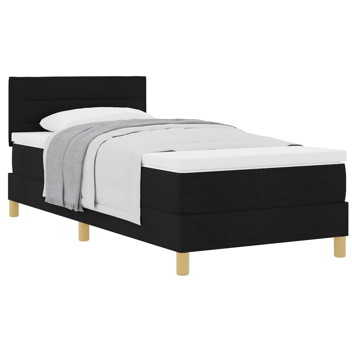 Boxspringbed met kussen met hoofdeinde Zwart 90 x 190 cm Stof is nu te koop bij PeponiXL, paradijselijk wonen!