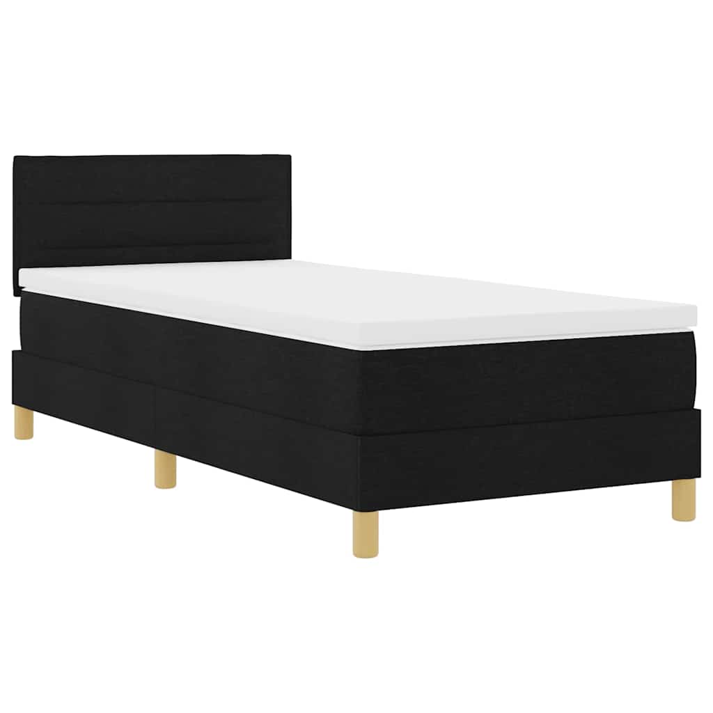 Boxspringbed met kussen met hoofdeinde Zwart 90 x 190 cm Stof is nu te koop bij PeponiXL, paradijselijk wonen!
