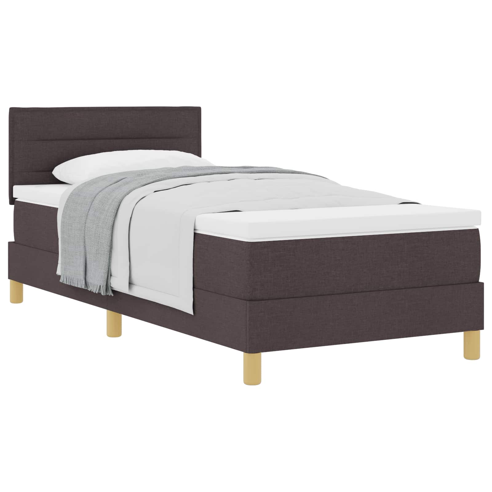 Boxspringbed met kussen Donkerbruin 90 x 190 cm Stof is nu te koop bij PeponiXL, paradijselijk wonen!