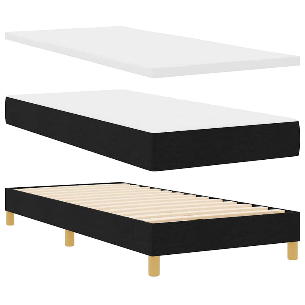 Boxspringbed met kussen met hoofdeinde Zwart 90 x 200 cm Stof is nu te koop bij PeponiXL, paradijselijk wonen!