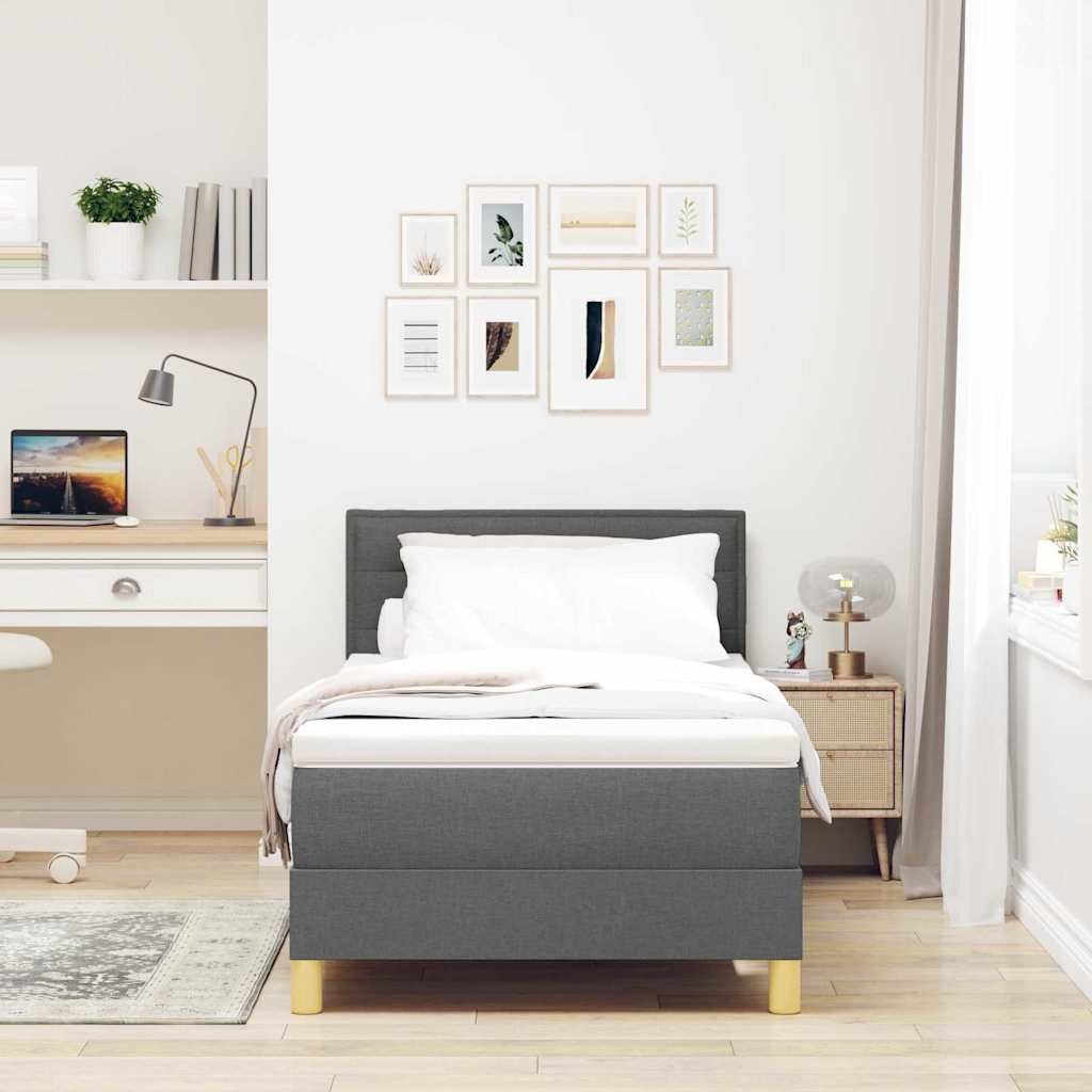 Boxspringbed met kussen Donkergrijs 100 x 200 cm Stof is nu te koop bij PeponiXL, paradijselijk wonen!