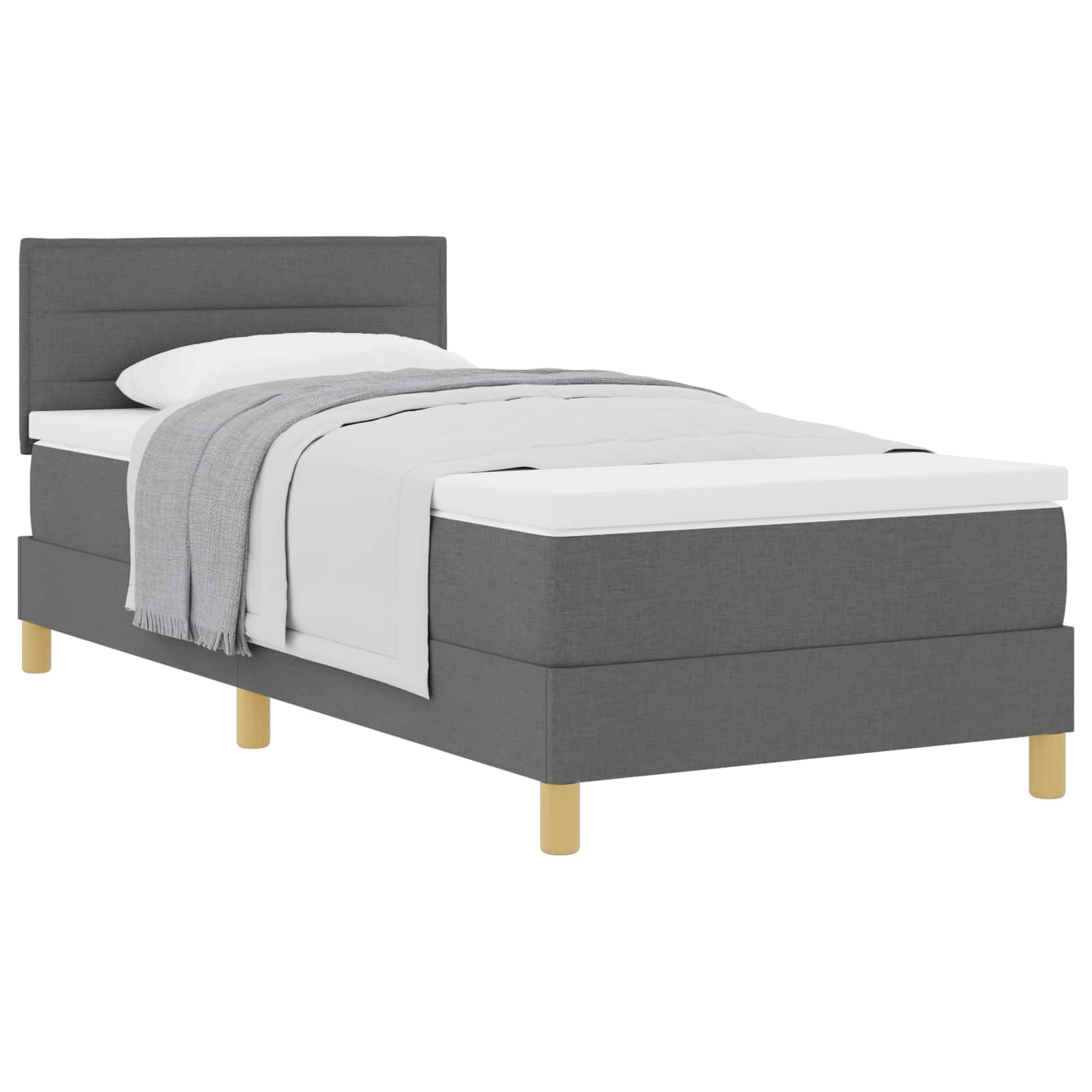 Boxspringbed met kussen Donkergrijs 100 x 200 cm Stof is nu te koop bij PeponiXL, paradijselijk wonen!