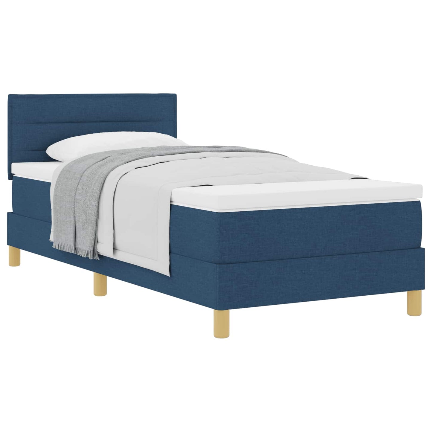 Boxspringbed met kussen met hoofdeinde Blauw 100 x 200 cm Stof is nu te koop bij PeponiXL, paradijselijk wonen!