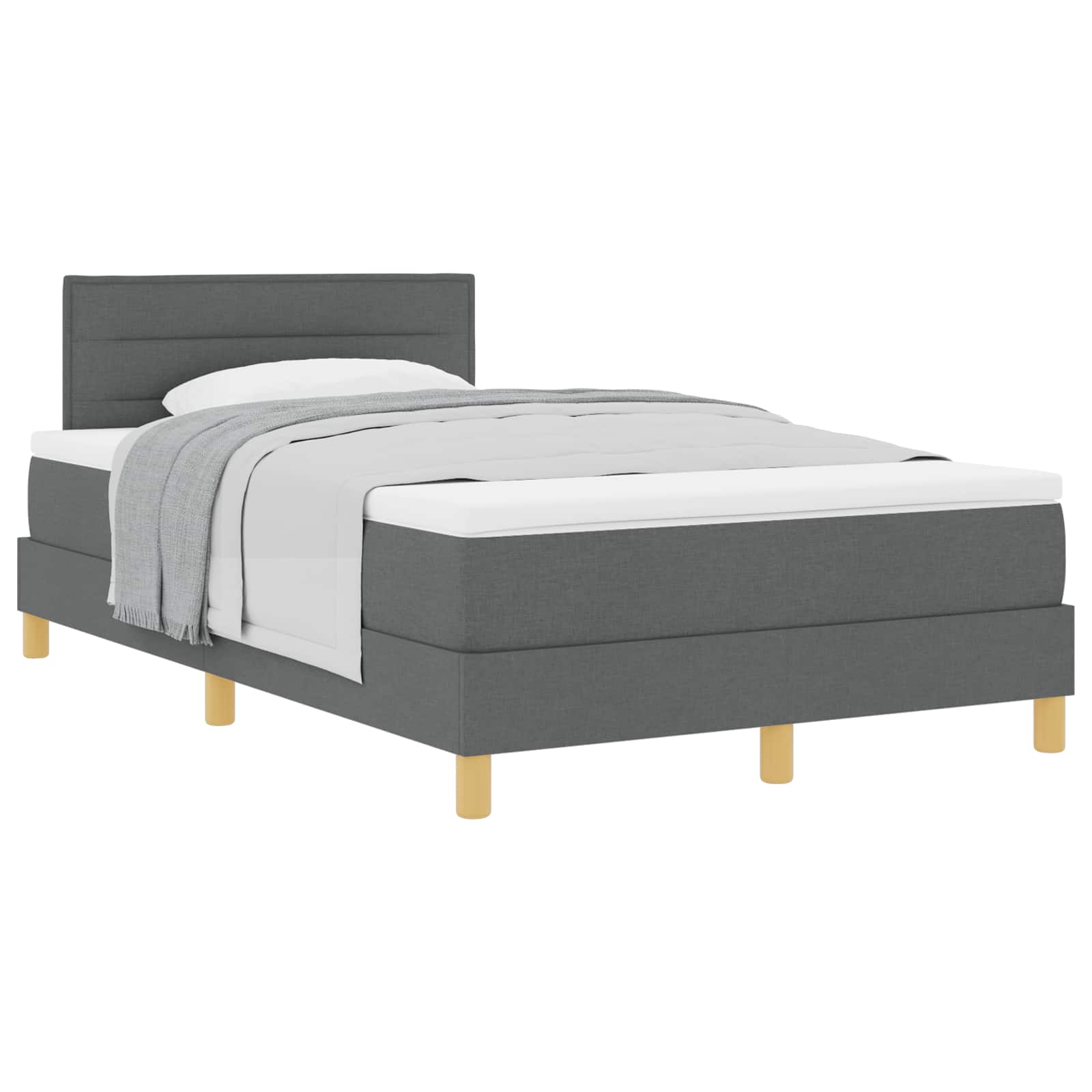 Boxspringbed met kussen Donkergrijs 120 x 190 cm Stof is nu te koop bij PeponiXL, paradijselijk wonen!