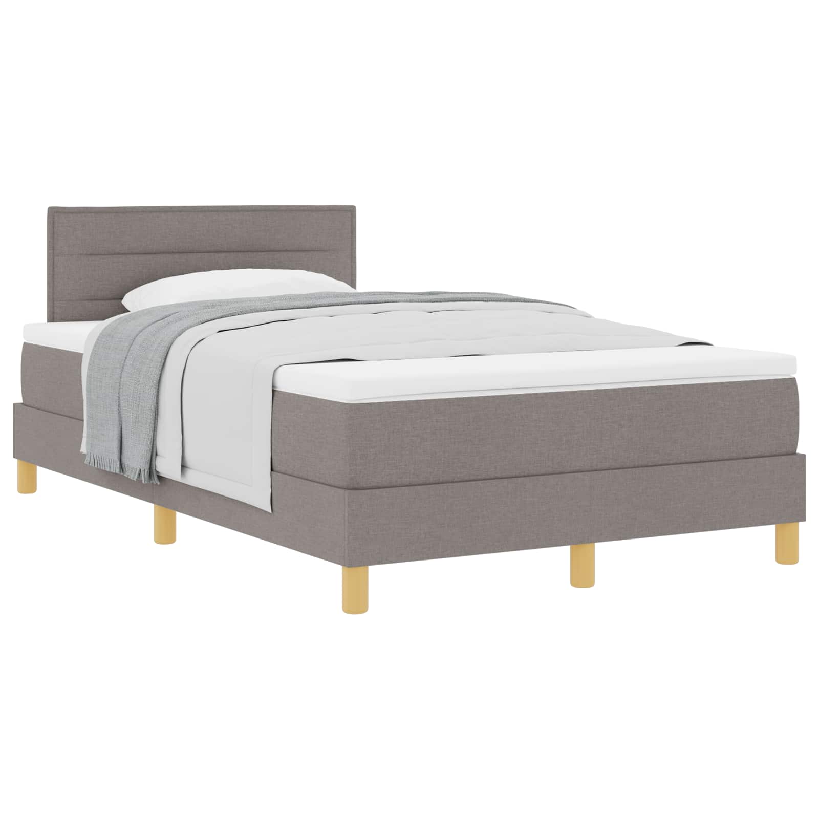 Boxspringbed met matras met hoofdeinde Taupe 120 x 190 cm Stof is nu te koop bij PeponiXL, paradijselijk wonen!