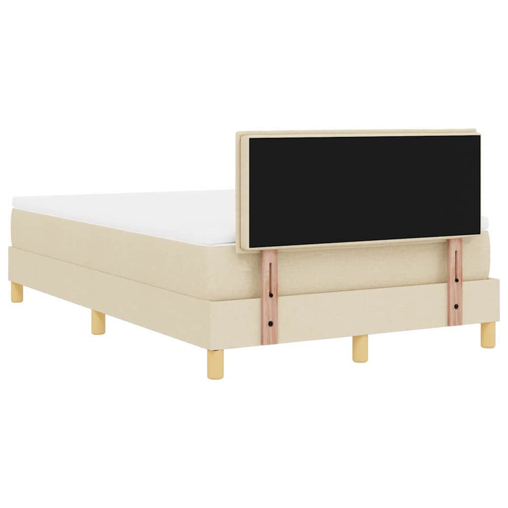 Boxspringbed met kussen met hoofdeinde Crème 120 x 190 cm Stof is nu te koop bij PeponiXL, paradijselijk wonen!