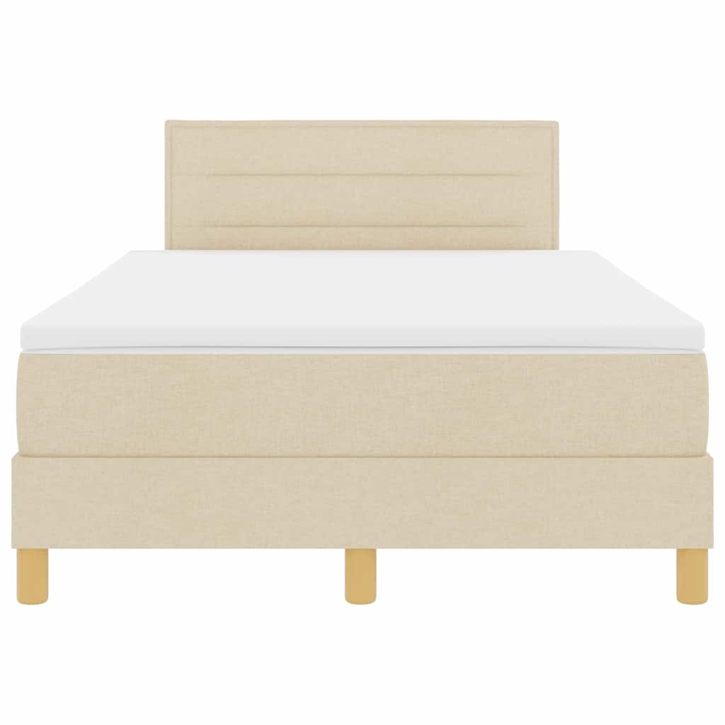 Boxspringbed met kussen met hoofdeinde Crème 120 x 190 cm Stof is nu te koop bij PeponiXL, paradijselijk wonen!