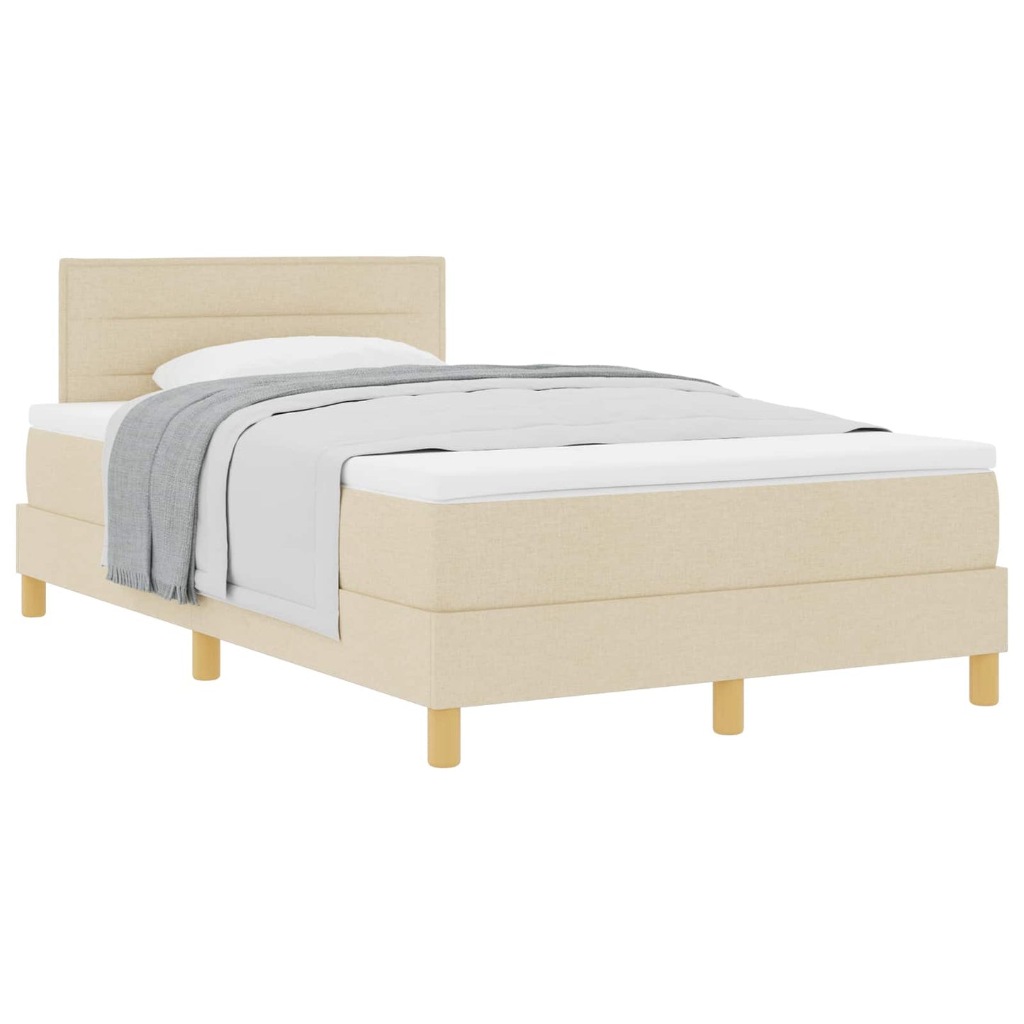 Boxspringbed met kussen met hoofdeinde Crème 120 x 200 cm Stof is nu te koop bij PeponiXL, paradijselijk wonen!