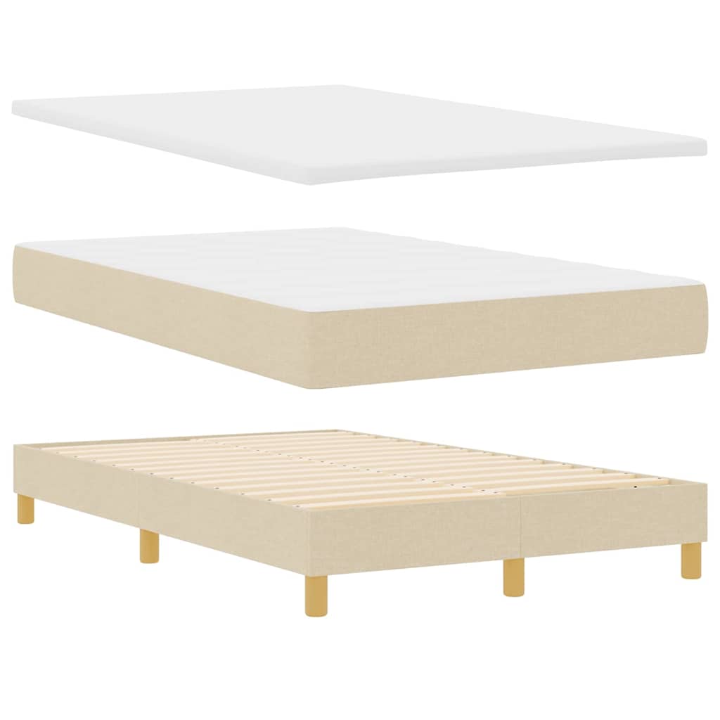 Boxspringbed met kussen met hoofdeinde Crème 120 x 200 cm Stof is nu te koop bij PeponiXL, paradijselijk wonen!