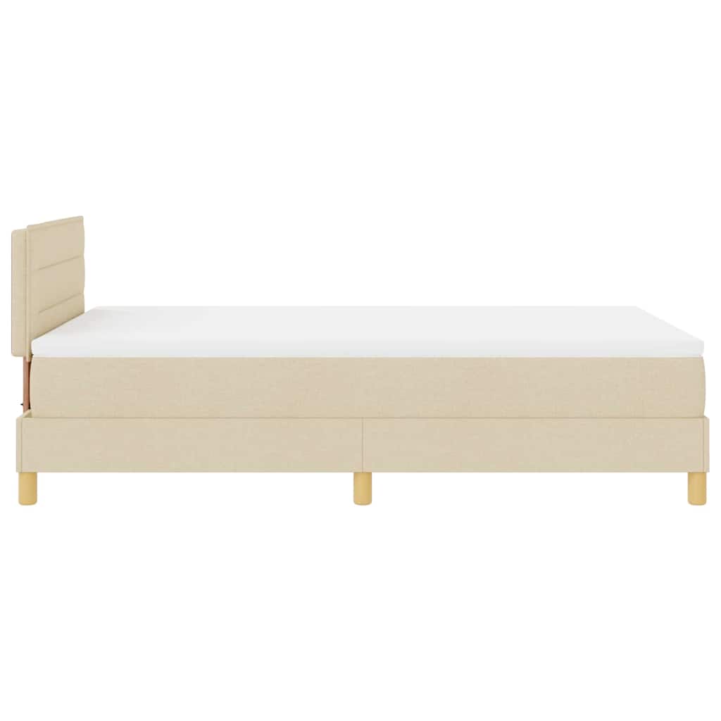Boxspringbed met kussen met hoofdeinde Crème 120 x 200 cm Stof is nu te koop bij PeponiXL, paradijselijk wonen!